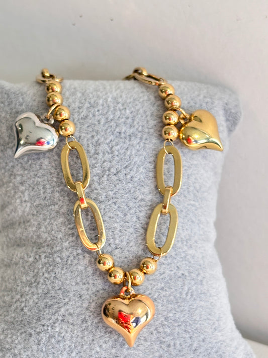 Tri colour charm bracelet