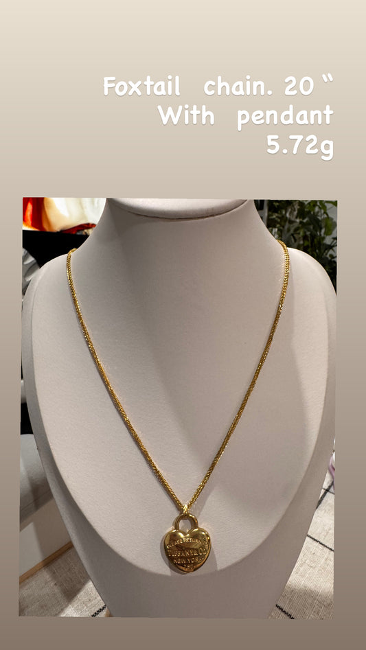 Foxtail chain w/heart