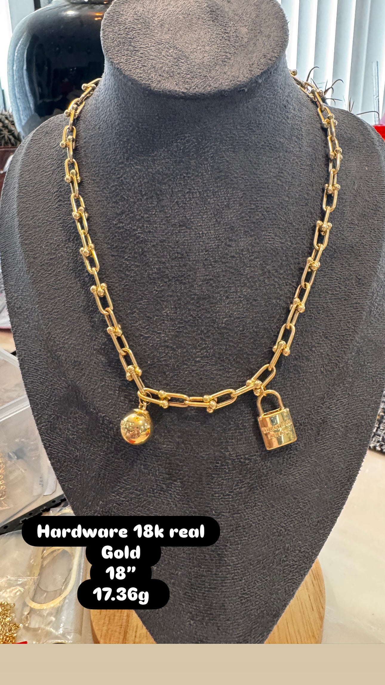 Hardware necklace with 2 charms