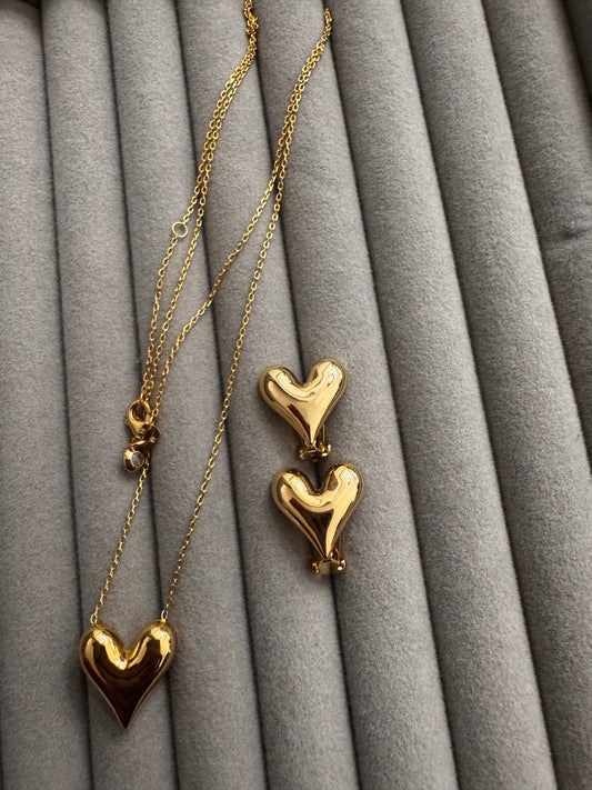 18k gold necklace & 3 sets of earrings