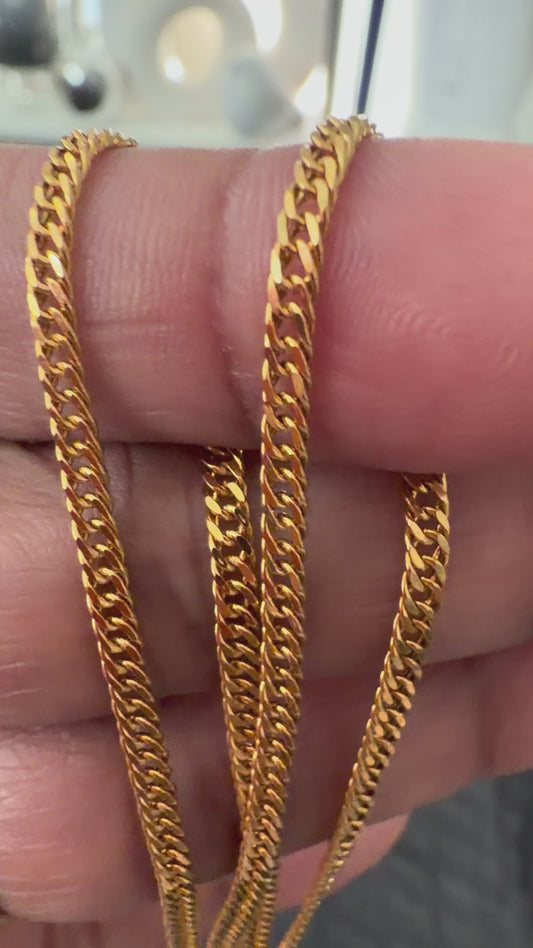 Barbada chain with heart pendant in 21karat real gold